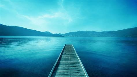 HD wallpaper: bridge, blue water, sky, mountains, calming, bluish, blue ...