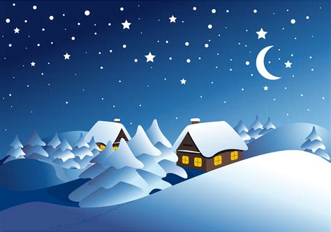 Cartoon Snow Village Meniscus Background Material, Cartoon, Snow ...