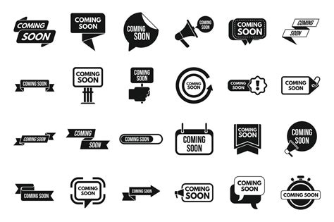 Coming soon icons set simple vector. Neon sign 20246718 Vector Art at ...