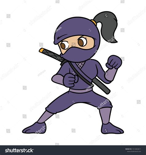 Cartoon Female Ninja Vector Illustration Stock Vector (Royalty Free ...