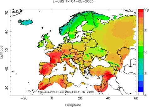 Record high European average maximum temperature