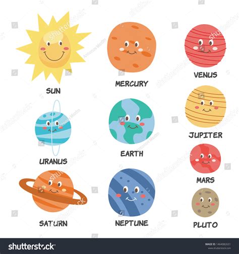 Planets Solar System Funny Faces Their Stock Vector (Royalty Free ...