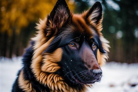 Premium Photo | A german shepherd dog in the snow