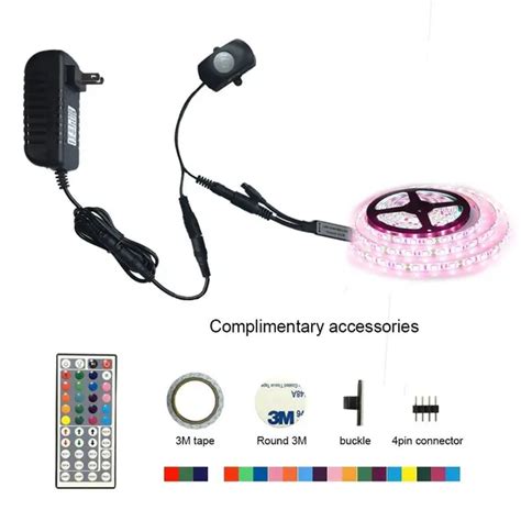 Motion Activated LED Bed light Kit RGB PIR Motion Activated LED Strip ...