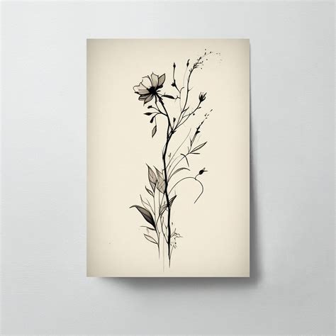 Black and White Flower Sketch, Flower Drawing, Flower Print Download ...