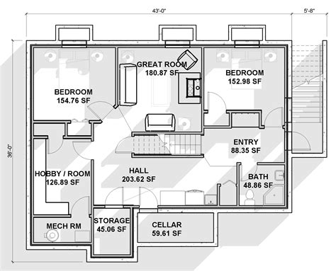 Luxury Ranch House Plans With Basement / Some ranch style blueprints ...