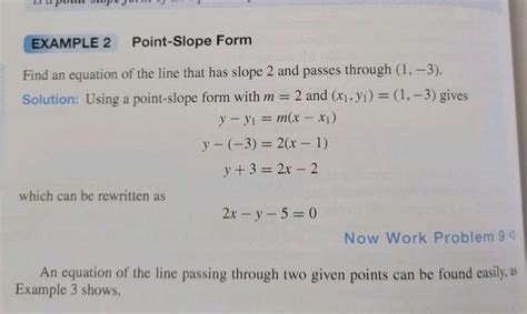 Solved EXAMPLE 2 Point-Slope Form Find an equation of the | Chegg.com