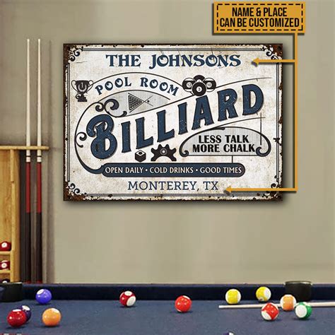 Personalized Billiard Pool Room Custom Classic Metal Signs - Wander Prints™