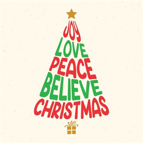 Joy love peace believe Christmas - Christmas quotes typographic design ...