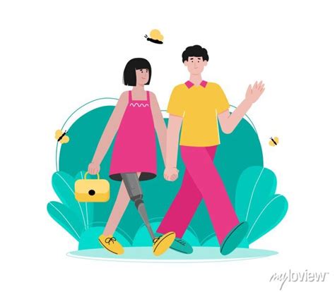 People with disability characters flat cartoon vector illustration ...