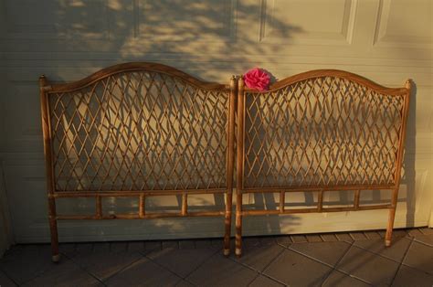 Pair of Vintage Rattan Wicker Twin Headboards ON SALE Cottage