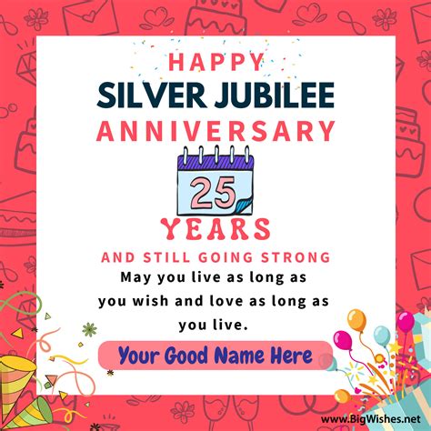 Create Silver Jubilee Anniversary Wishes Card Online at Big Wishes