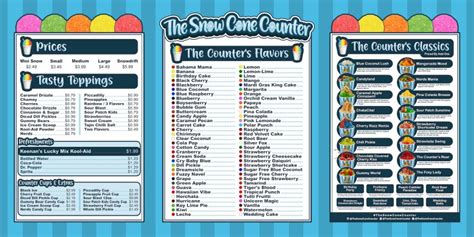 Menu - The Snow Cone Counter