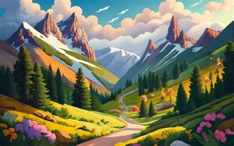 Premium Photo | Mountain Landscape Painting