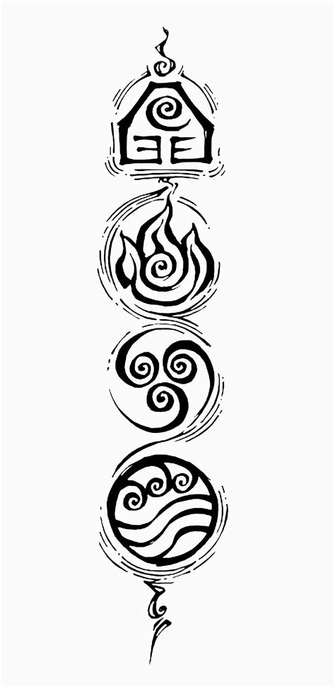 Avatar Tattoo with Element Symbols