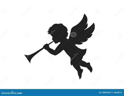 Angel Herald with Trumpet. Christmas Symbol. Isolated Vector Image ...