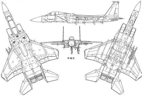 McDonnell Douglas F-15 Eagle Blueprint - Download free blueprint for 3D ...