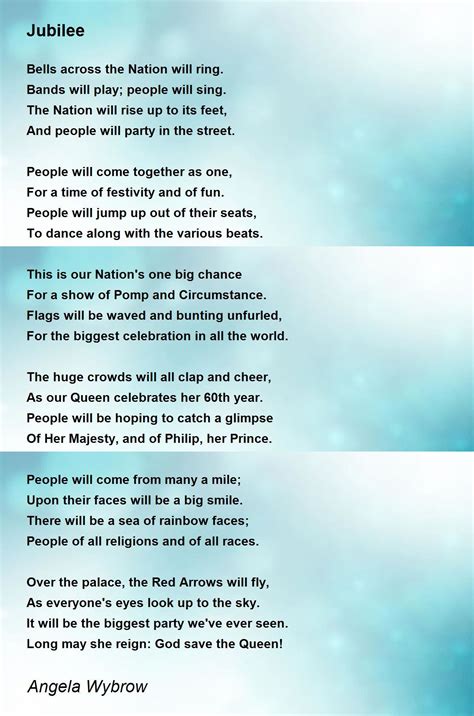 Jubilee - Jubilee Poem by Angela Wybrow