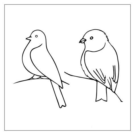 Birds. Hand-drawn vector sketch illustration of 2 birds sitting on a ...