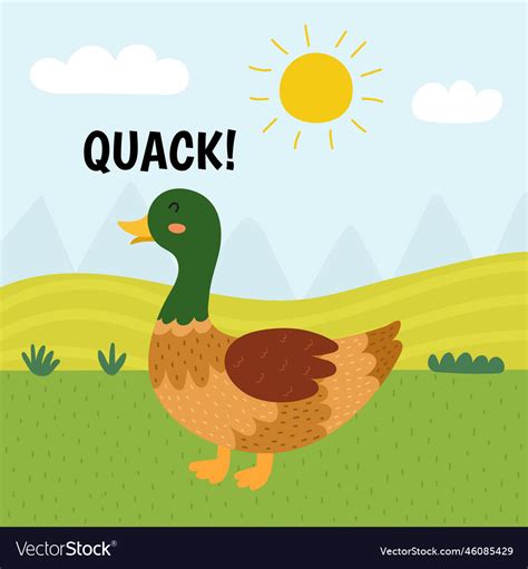 Duck saying quack print cute farm character Vector Image