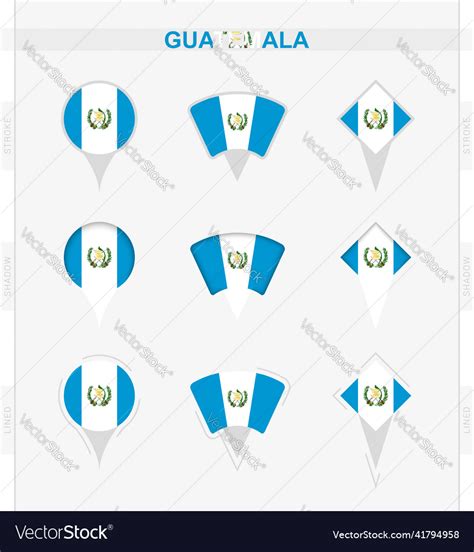 Guatemala flag set of location pin icons Vector Image