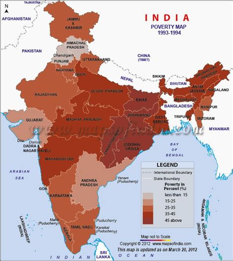 India Poverty Map 1993-1994 | Poverty, Map, India map