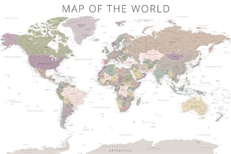 World Map Muted Neutral Tones Wallpaper - Happywall