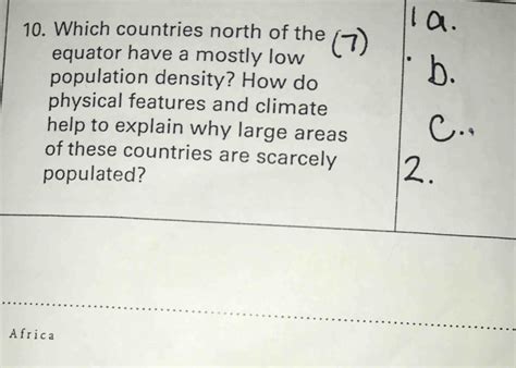 Solved: 10. Which countries north of the equator have a mostly low ...