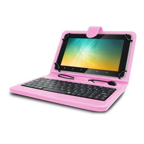 Universal Mini Keyboard Case & Stand For 8 Inch Tablets - Pink