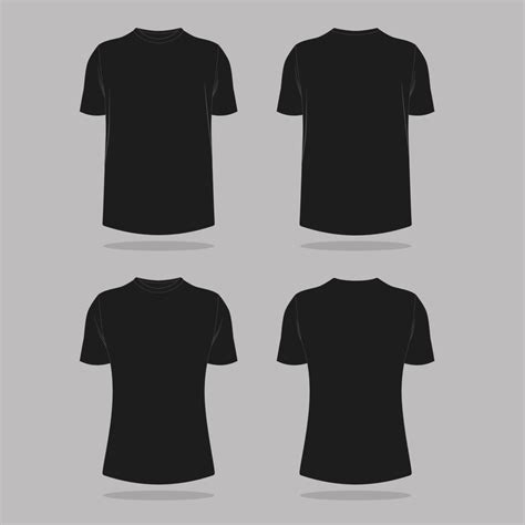 Outline Black T-shirt Front and Back Side Template 20852140 Vector Art ...