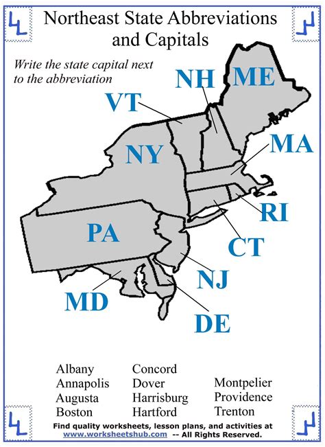 Northeast States And Capitals Quiz Free Printable - Printable Form ...