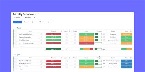 Monthly Schedule Template For Excel - Download Now For Free