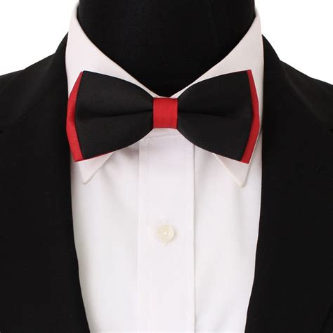 Men's Plain Black & Red Satin Bow Tie