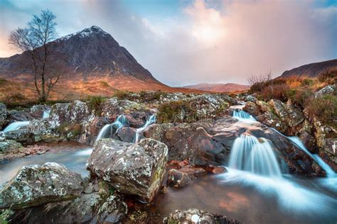 Beautiful Waterfalls at Glen Etive Stock Image - Image of rocky ...