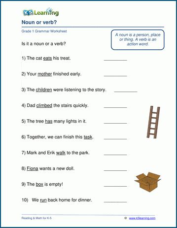 Worksheets For Nouns And Verbs - Worksheets For Kindergarten