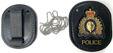 RCMP Crest Badge Carrier # 2--INCLUDES Badge – Gray Jay Leather