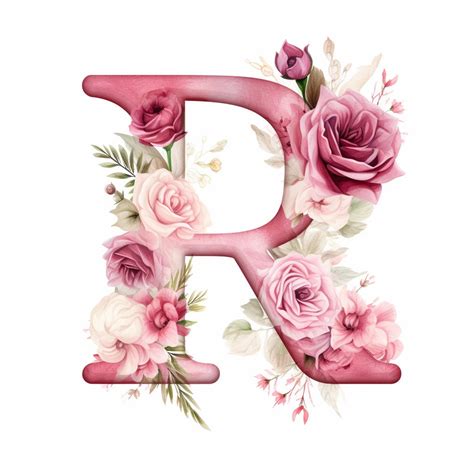 Pink Floral Letter R Transparent Letter Graphic Printable Art ...