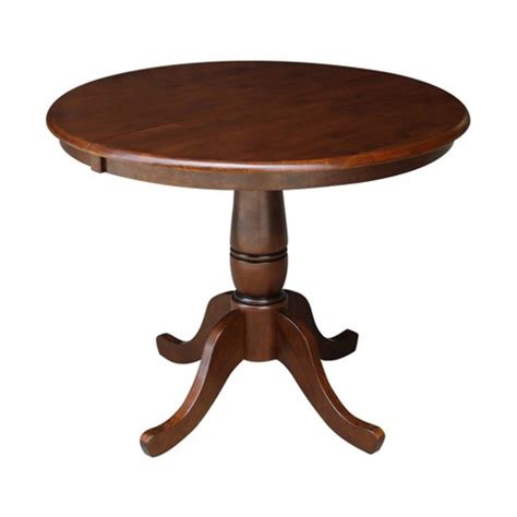 International Concepts Round Pedestal 36" Extendable Dining Table With ...