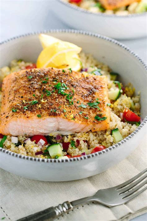 Mediterranean Spiced Salmon and Vegetable Quinoa | Jessica Gavin