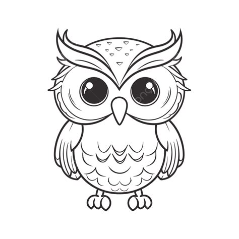 Big Eye Cute Cartoon Owl Coloring Pages Outline Sketch Drawing Vector ...