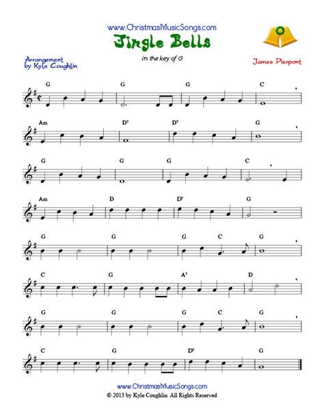 Printable Jingle Bells Piano Sheet Music