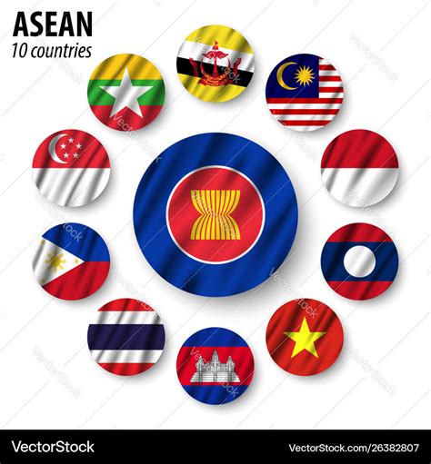 Asean flag association southeast asian Royalty Free Vector