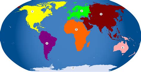 Continents numbered by @binameusl, A map with numbered continents., on ...