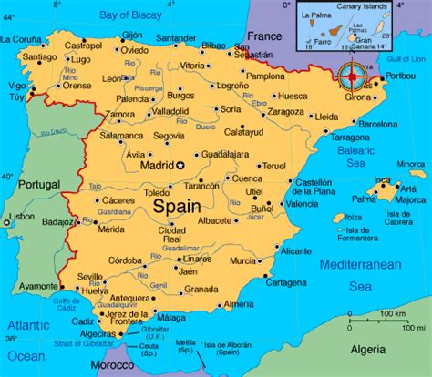 Spain Map and Spain Satellite Images