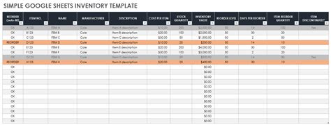 Inventory Management Google Sheets Template