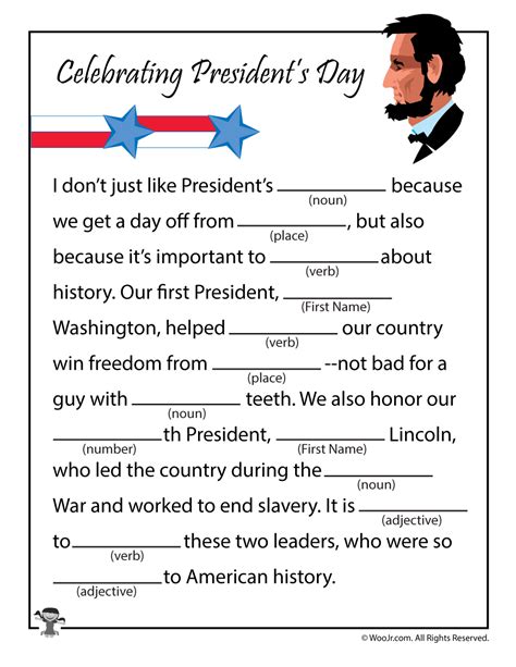 Presidents Day Mad Libs | Woo! Jr. Kids Activities