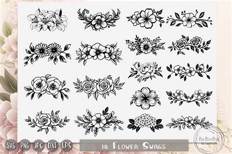 Flower Swag, Floral Swag, Botanical Graphic by CarryBeautySVG ...