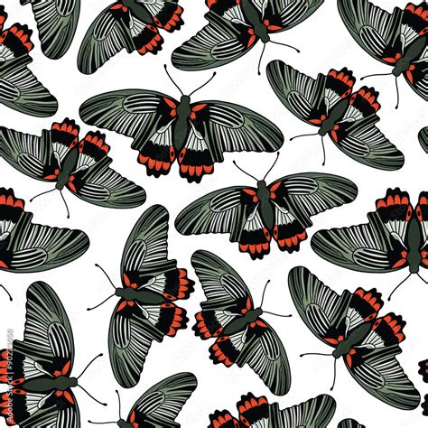 Vector seamless pattern with butterflies Stock Vector | Adobe Stock