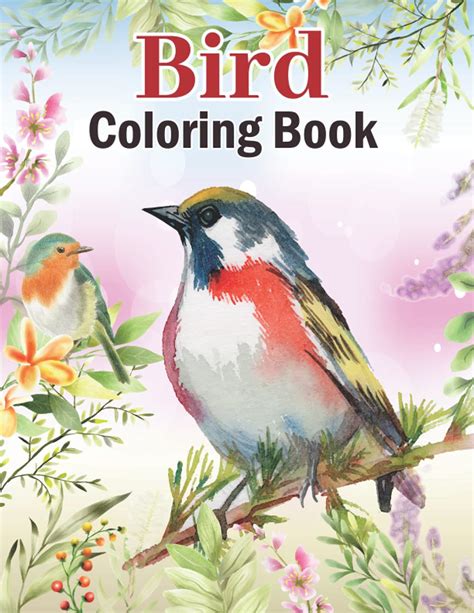 Bird Coloring Book: Realistic Flowers and Birds Design Activity ...