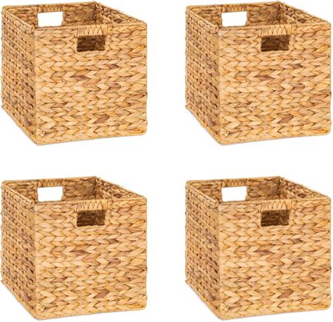 M4DECOR 12x12in Water Hyacinth Storage Baskets, Woven Baskets for ...